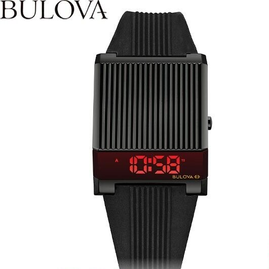 Pre-owned Bulova Archive Series Computron 98c135 Led Watch Black Mens Watch With Box