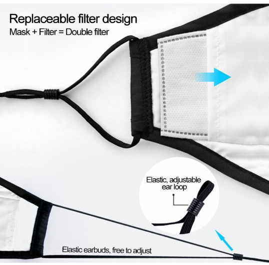 Anti Pollution Mask with Exhaust Valve and 8 Filters N95 N99 Carbon Activated