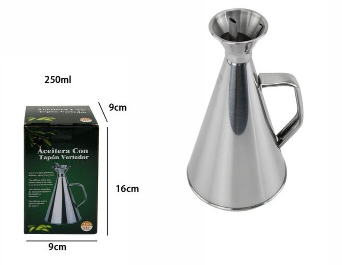 Oliera Acetiera In Acciaio Inox Cucina Contenitore Olio Aceto 250ml dfh
