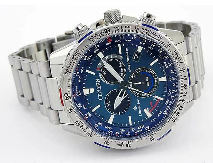 Pre-owned Citizen Promaster Sky Blue Dial Saaphire Radio Controlled Eco-drive Cb5000-50l