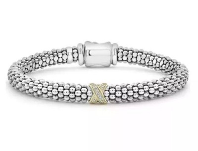 Lagos Single Station X Two-Tone Diamond Bracelet | 6mm