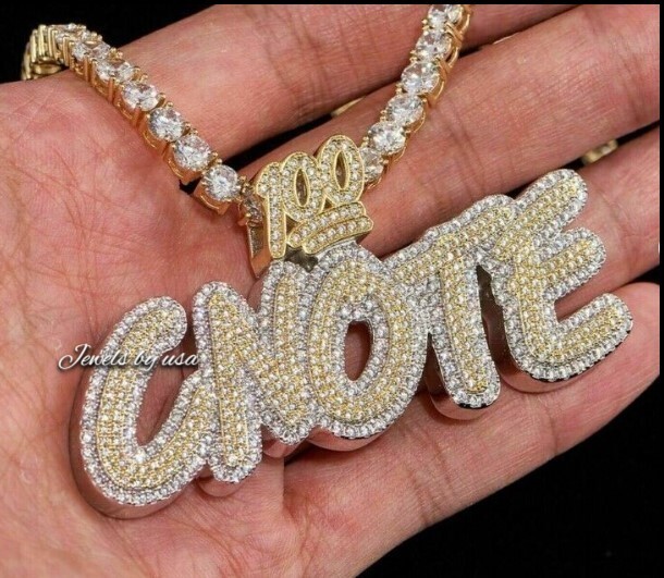 Pre-owned Nsg Real Iced D/vvs Moissanite Customize Any Letter/name Pendant Tester Pass Silver In White
