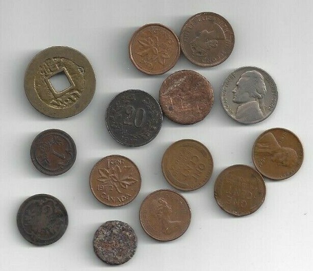 Junk Box Lot of Coins. Tokens and and Jewelry, Silver Quarter