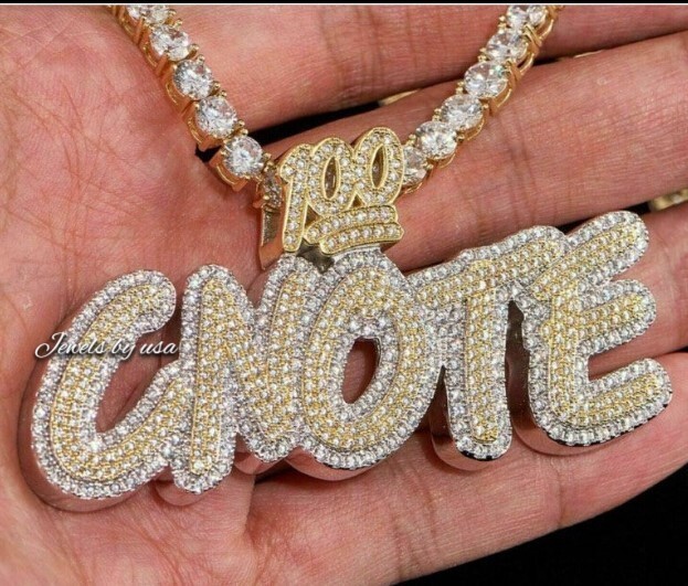 Pre-owned Nsg Real Iced D/vvs Moissanite Customize Any Letter/name Pendant Tester Pass Silver In White