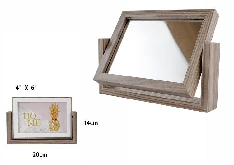 Cornice Per Foto Fotografie Con Specchio 10x15cm Doppia Girevole In Legno dfh