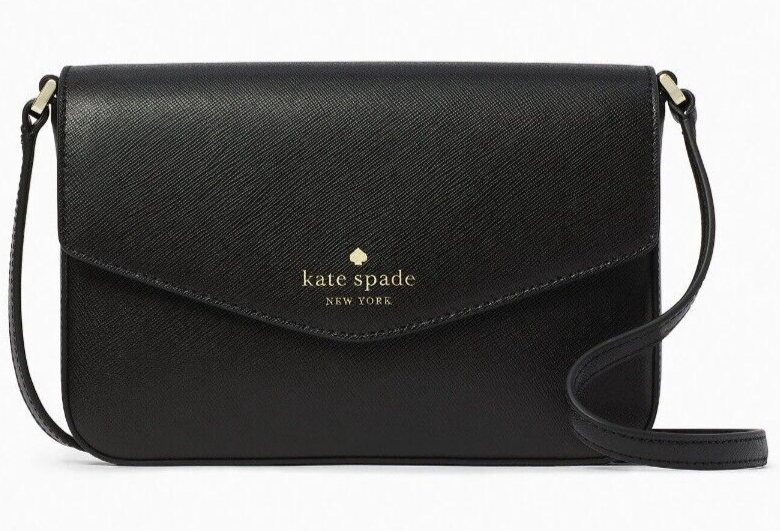 Kate Spade Sadie Envelope Crossbody Bag Black Leather Purse K7378 NWT $279 MSRP
