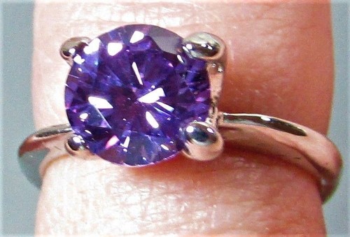 Amethyst/Purple Birthstone Ring Jewelry 925 Silver EP Size 4 1/2  R-012