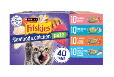 Wet Cat Food Pate, Soft Seafood and Chicken Variety Pack, 5.5 oz Cans, 40 Pack