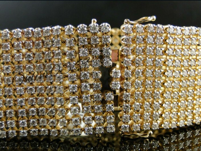 Pre-owned Online0369 Mens 9ct Round Moissanite 10 Row Broad Tennis Link Bracelet 925 Silver Free Stud In White