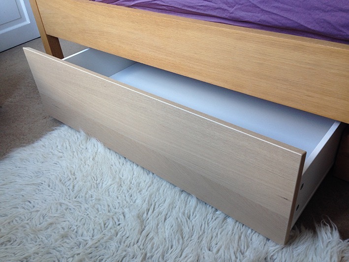 4x IKEA Malm under bed storage drawers White washed oak finish in