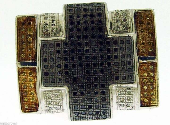 Pre-owned Techno Men's 925 Silver .55ct Genuine Black Yellow Diamonds Ring Size 9.75 Gold Finish