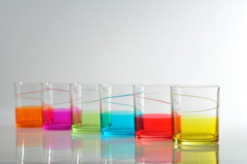 Set Servizio 6 Pezzi Bicchieri Spirali Lustro Colorati Vetro idea