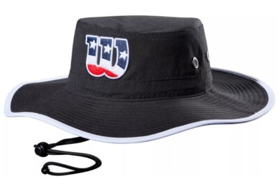 Wilson x EvoShield Bucket Sun Hat/Cap Full Brim Black Red/White/Blue One Size