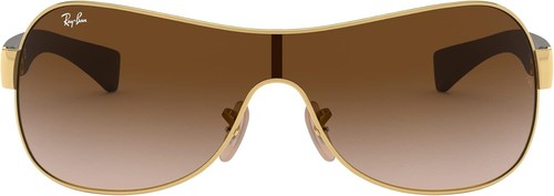 Pre-owned Ray Ban Ray-ban Rb3471 Shield Sunglasses Gold/brown Gradient Dark Brown