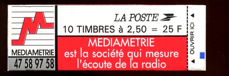 Timbre Varietes : Briat : 2,50 Rouge NÂ° Yvert : Carnet 2720-C3 B31f