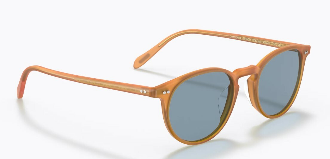 Pre-owned Oliver Peoples 0ov5004su Riley Sun 169956 Semi Matte Amber Tortoise Sunglasses In Cobalto