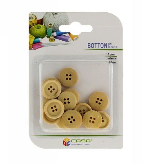 Confezione 15 Pezzi Bottoni In Legno Diametro 20mm dfh