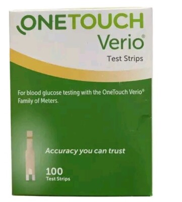 One Touch Verio Diabetic Blood Glucose Test Strips 100 Count New Exp. 10/31/2024