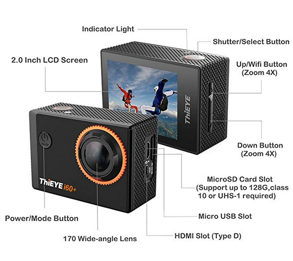 ThiEYE 4K Action Camera WiFi Waterproof Sport Video Camcorder Ultra HD 2