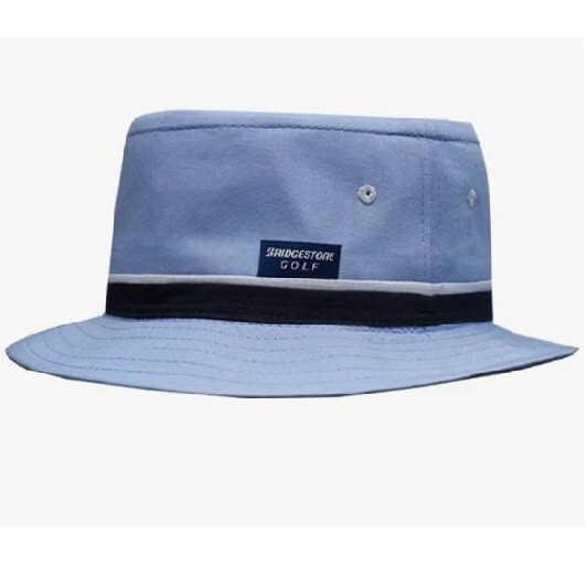 Bridgestone Poplin Bucket Hat Blue Golf Navy White Large UPF