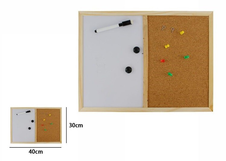 Lavagna Magnetica 2in1 Bacheca In Sughero Cornice Legno 30x40cm Appunti Foto dfh
