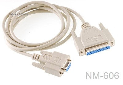 6ft DB9 Female to DB25 Female Serial Null Modem Cable - CablesOnline NM-606