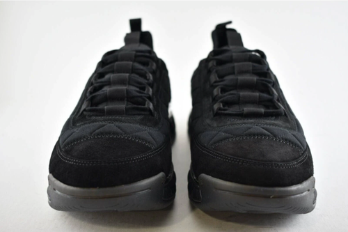 Pre-owned Chanel 21k Mens Black Grey Cc Logo Lace Up Tie Low Top Trainer Sneaker 44 11 In Gray