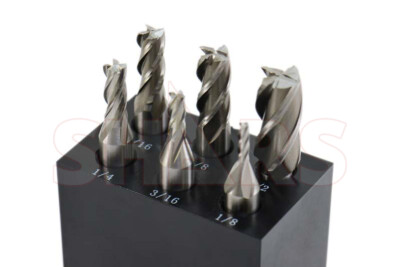 Shars 6 Pcs 1/8-1/2'' HSS Four 4 Flute HSS Single End Mill Set New !}