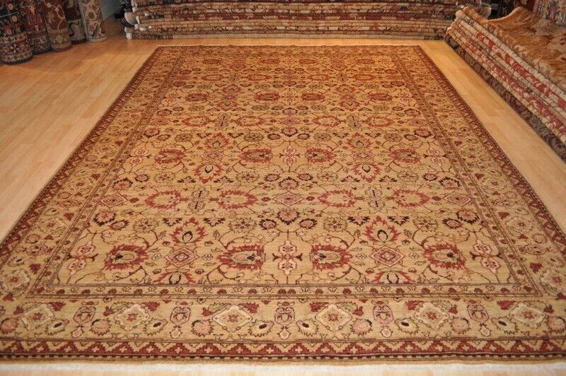 8 X 11 Ft. Fine Quality  Vegetable Dye Hand Made Knotted Beige Rug Traditional