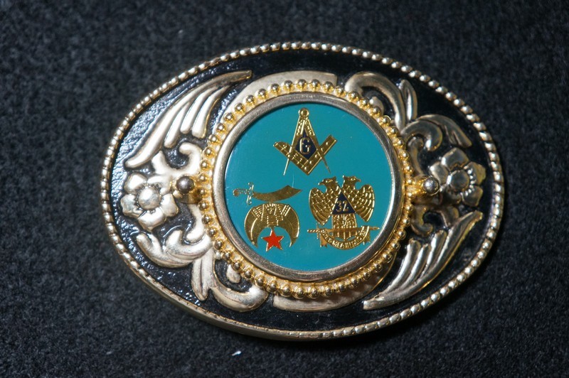 MASON G BELT BUCKLE Silver-Tone, Black & Gold MADE IN USA