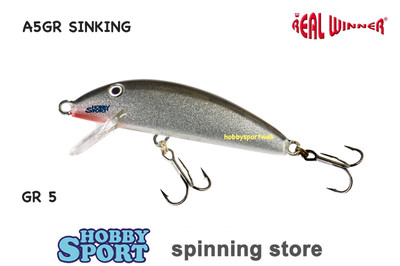 REAL WINNER 5 GR AFFONDANTE COL. A5GR BLACK SILVER 05 CM SPINNING FIUME LAGO