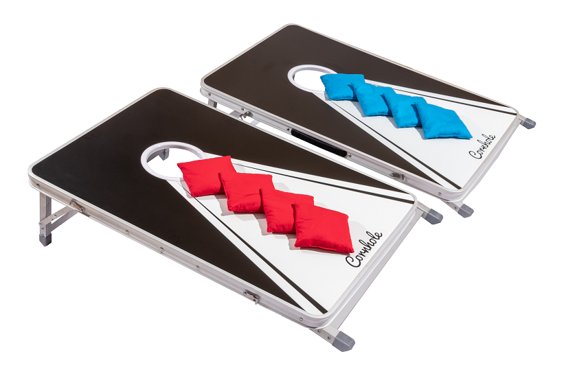 Original Cornhole Board Set - Black & White - 2 Boards, 8 Bean Bags & Regelwerk