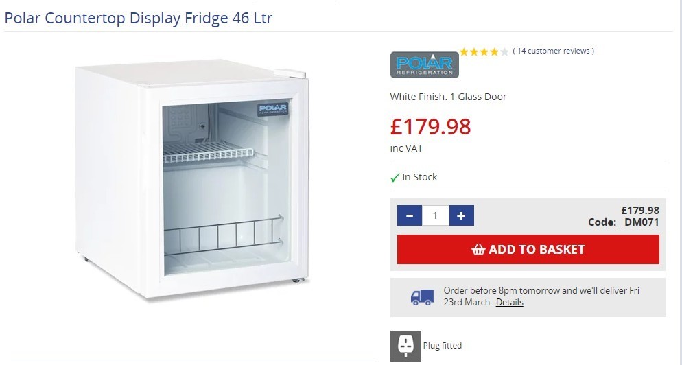 Polar Countertop Display Fridge 46 Lt Mini Fridge In Downend