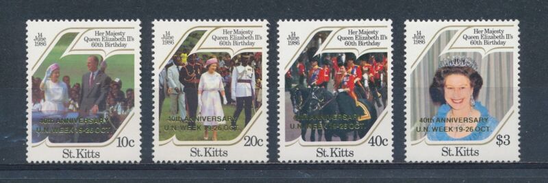 St. Kitts   185-8 MNH, Queen Mother Overprints, 1988