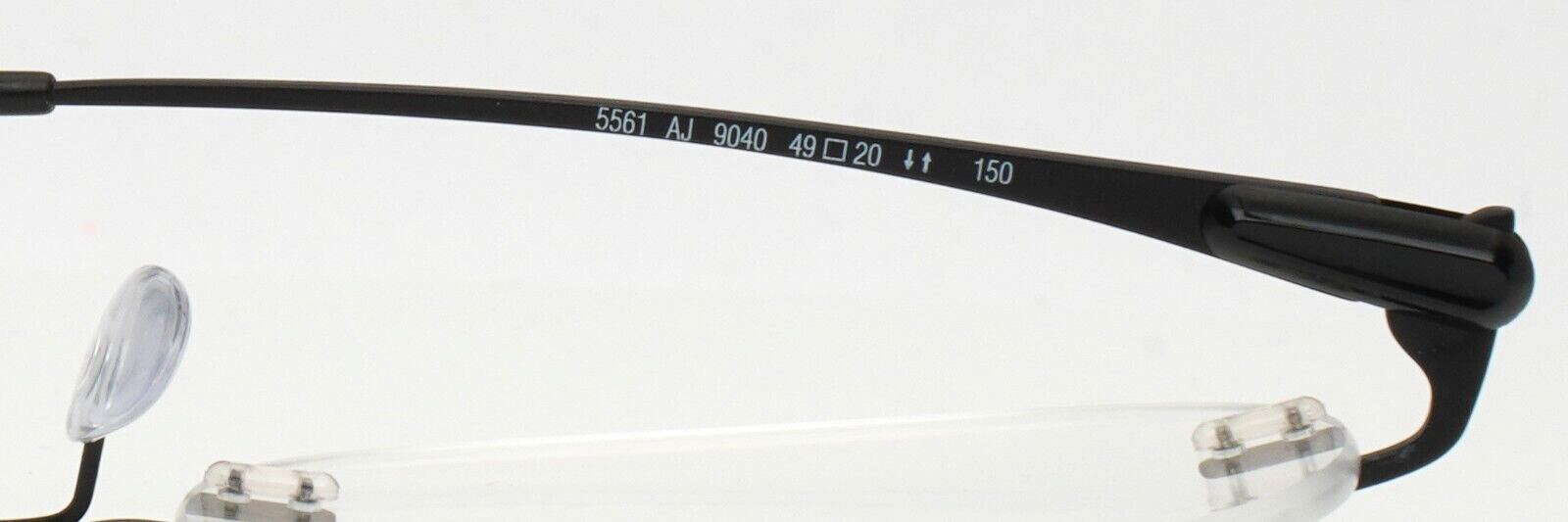 SILHOUETTE 5561 AJ 9040 Black Mens Round Rimless Eyeglasses 49-20-150 B:40.9