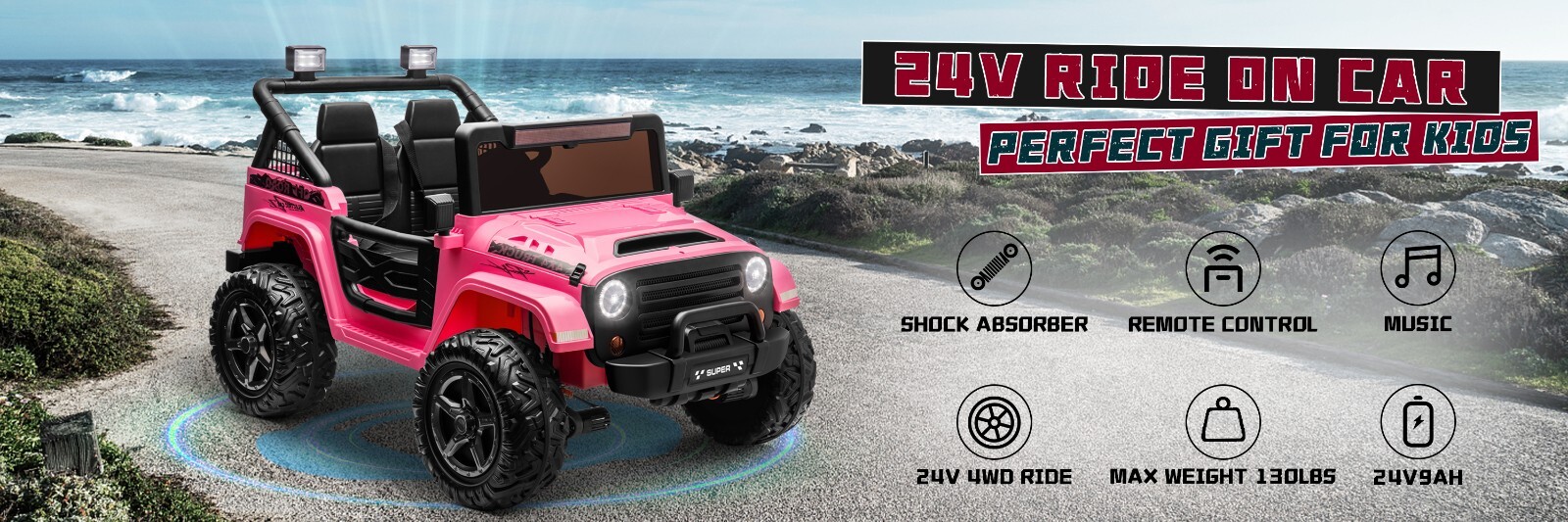 ZEOPHOL Kids Electric Ride On Truck 24V 9AH Battery Power Car 4WD/2WD Off-Road