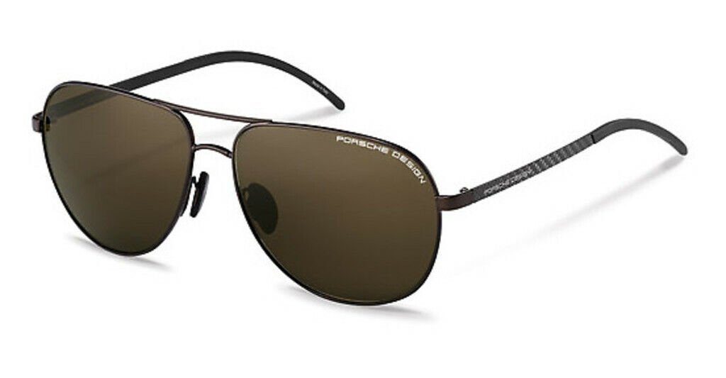 Pre-owned Porsche Design 8651 C Size 63 Carbon Bar Sunglasses Pilot Glasses In Brown