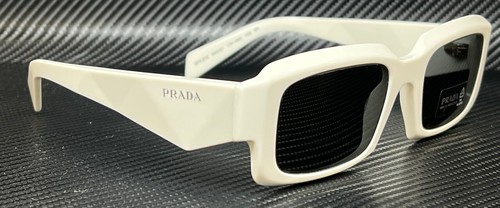 Pre-owned Prada Pr 27zs 17k08z White Talc Dark Grey Men's 54 Mm Sunglasses In Gray