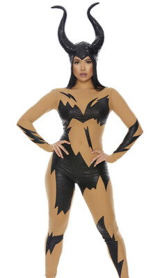 SALE ~Sexy Forplay Evil Mistress Villain Black Catsuit Maleficent Costume 550343