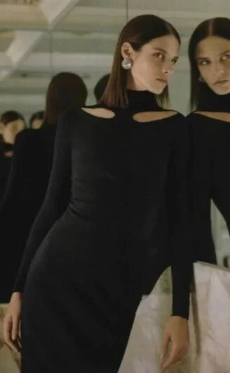 Pre-owned Chiara Boni Dulce Cutout Turtle-neck Dress 8u.s./44it Terracotta Msrp$750 In Terracotta/deep Orange