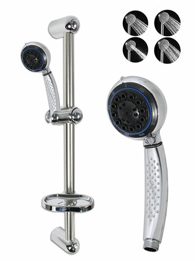 Saliscendi Doccia Cromato Moderno Soffione Multigetto e Mensola Bagno 69130 dfh