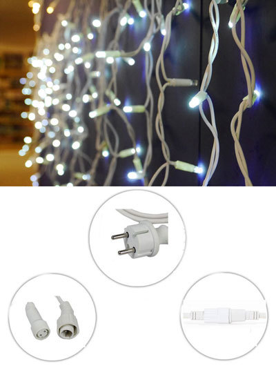 Tenda Luminosa Di Natale 120 Led Luce Bianca Fredda Per Esterno Addobbi dfh