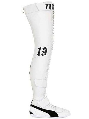 Pre-owned Puma X Fenty By Rhianna Eskiva Over The Knee Leather Womens Boots 363017 01 In White