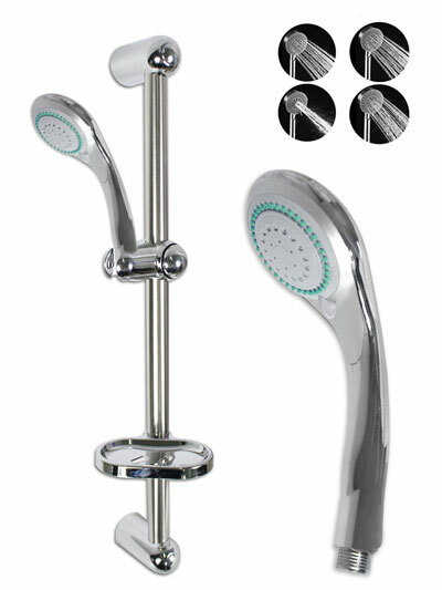 Saliscendi Doccia Cromato Moderno Soffione Multigetto e Mensola Bagno 69132 dfh