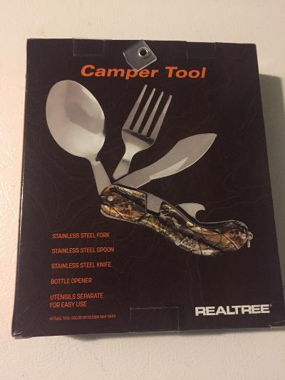 Brand New In The Box Realtree Camper Tool With Fork, Knife, Spoon, Bottle Opener