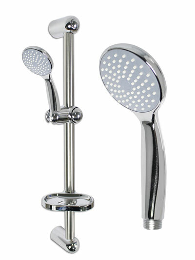 Saliscendi Doccia Cromato Moderno Soffione Multigetto e Mensola Bagno 69131 dfh