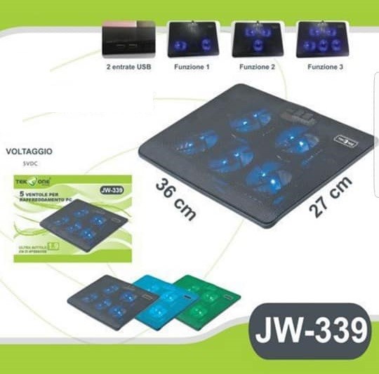 Base Stand Con 5 Ventole Raffreddamento Pc Notebook Portatile TeKone Jw-339 hsb