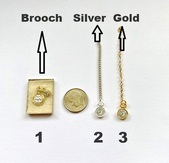 Dollhouse Miniature Jewelry - Pocket or Brooch Clock -Can Be
