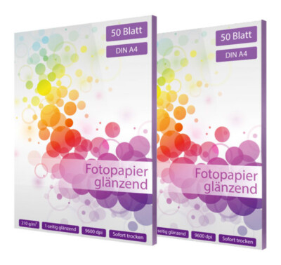 100 Blatt Fotopapier DIN A4 210 g glänzend glossy weiß für Tintenstrahl drucker