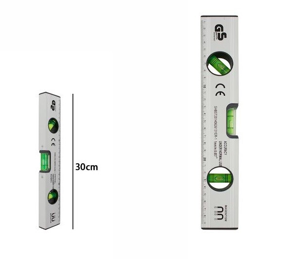 Metro Livella Metrica A Bolla Millimetrata 3 Fiale Bolle Magnetica 30cm dfh